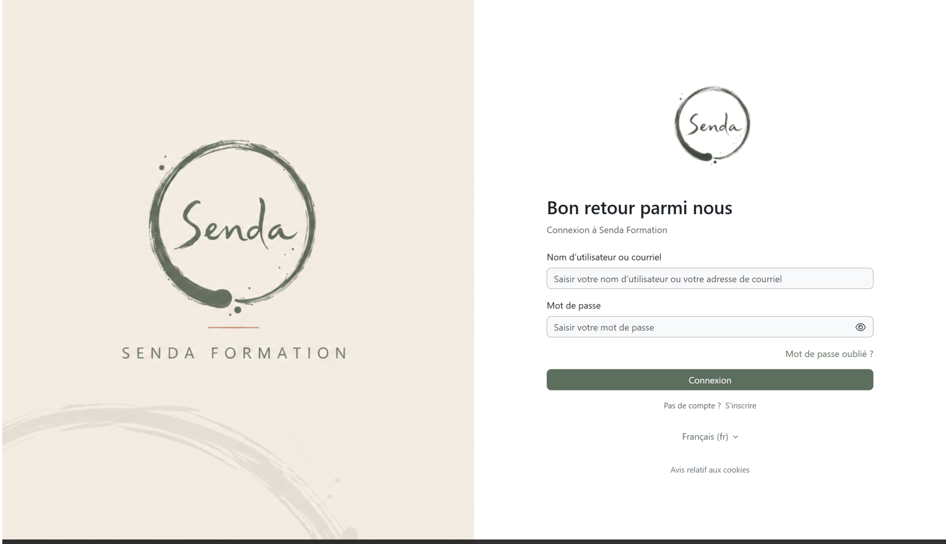 Page de connexion Moodle personnalis&eacute;e aux couleurs de Senda
